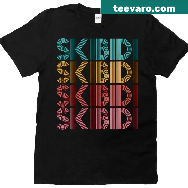 Retro-themed tee showcasing fun Skibidi dance illustrations.