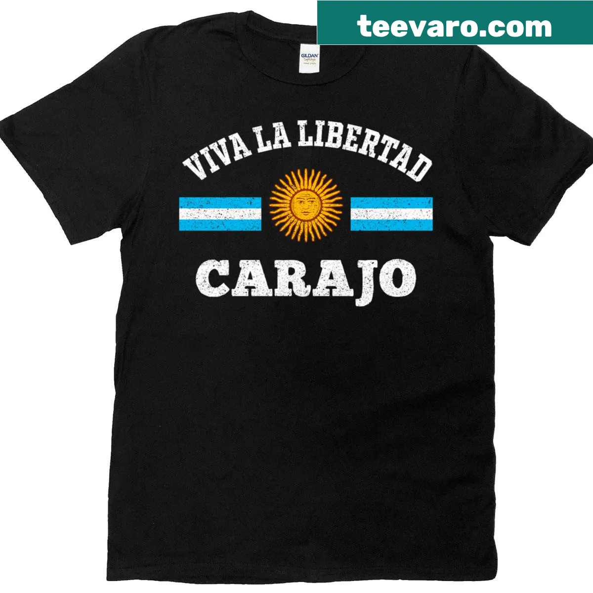 T-shirt featuring 'Viva La Libertad Carajo' and Javier Milei's name — on a men's t-shirt