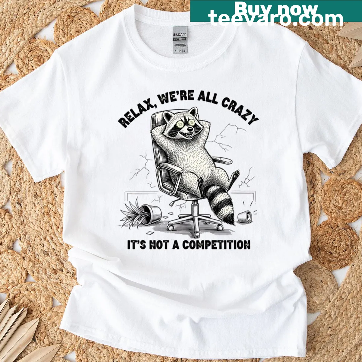 Playful t-shirt with the phrase We're All Crazy — on a men's t-shirt