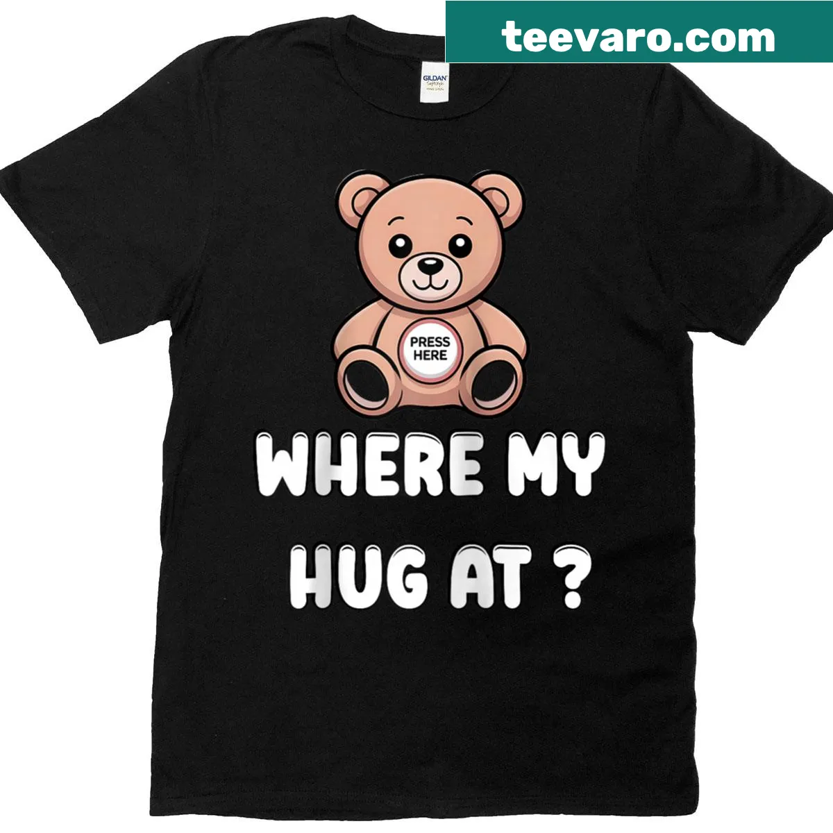 Cute teddy bear T-shirt with playful phrase for kids — on a men's t-shirt