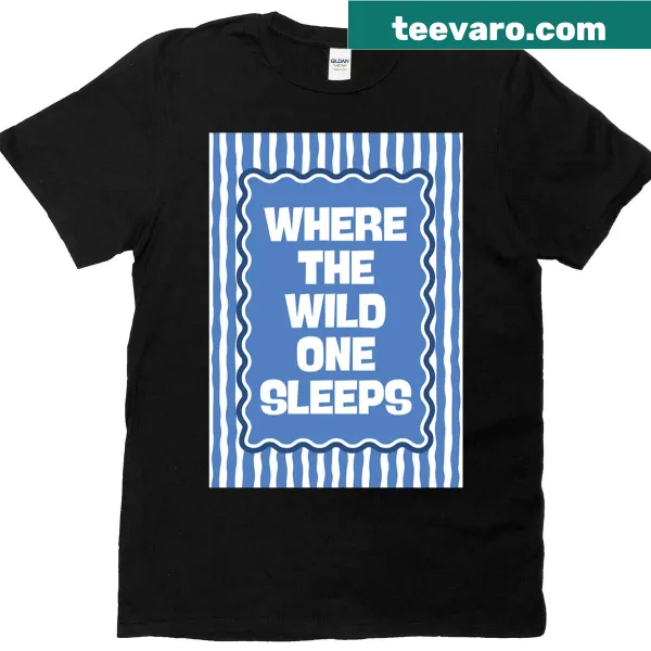 Illustration of wildlife on a tee with the phrase 'Where The Wild One Sleeps'