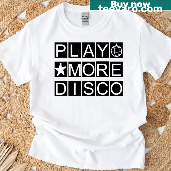 Playful disco-themed T-shirt with bold text
