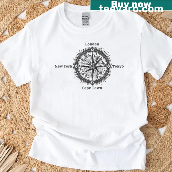 Wind Rose T-shirt featuring a detailed compass design