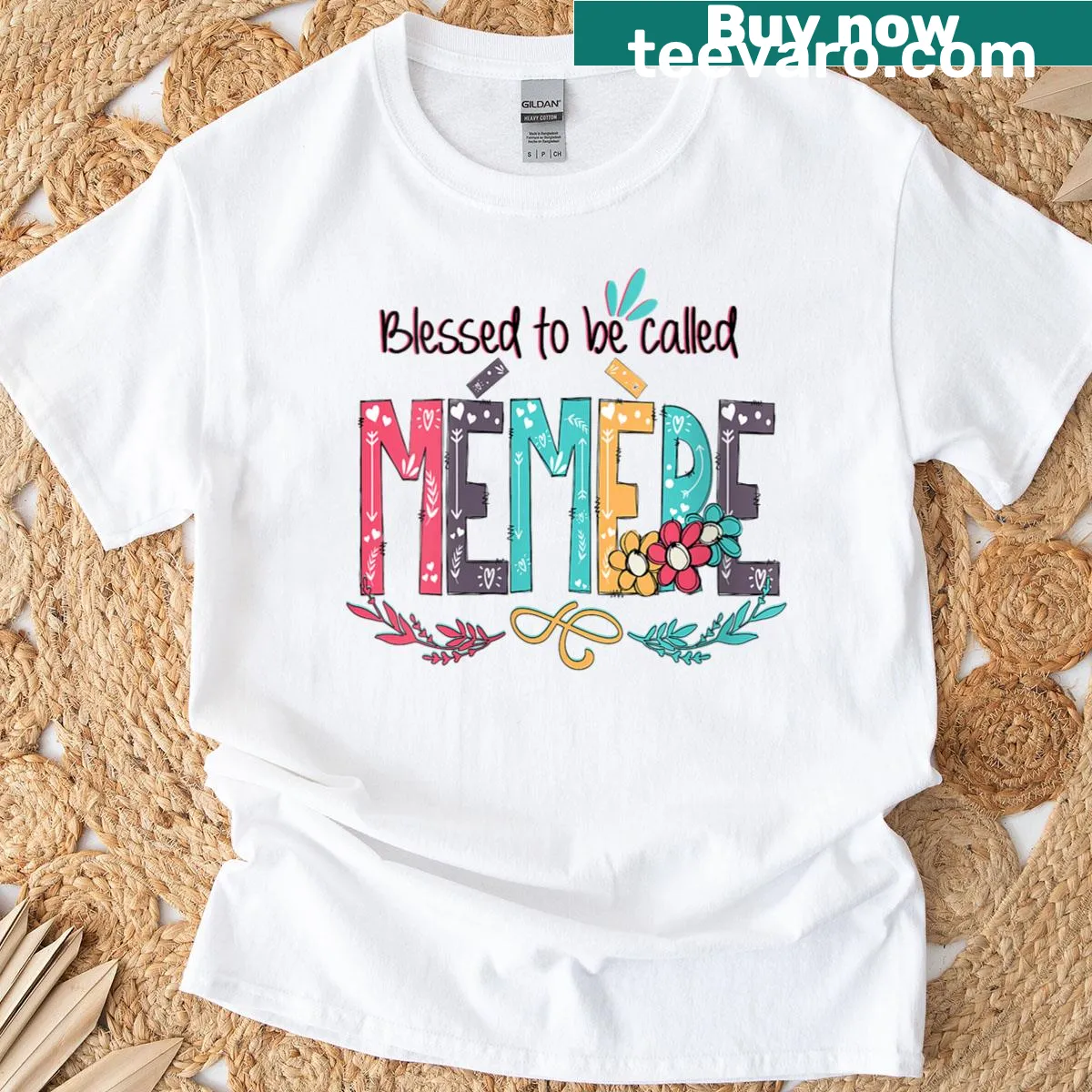 T-shirt with the phrase 'Blessed To Be Called Memere' celebrating grandmothers — on a men's t-shirt