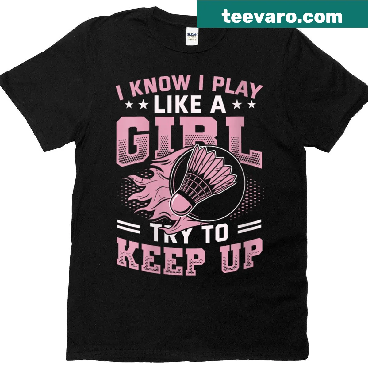 Empowering badminton t-shirt for girls with motivational text — on a men's t-shirt