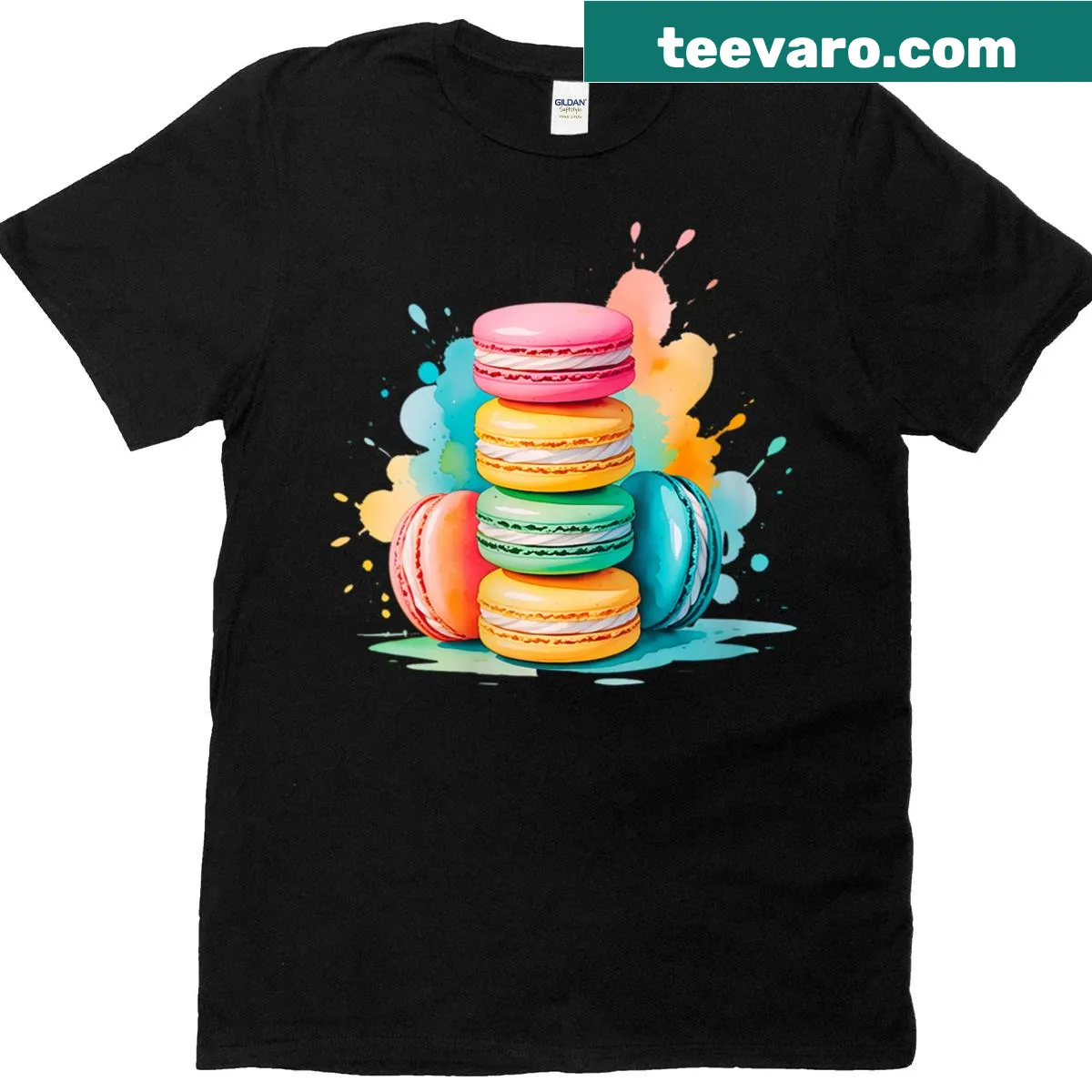 Cute retro macaron cookies t-shirt with pastel design — on a men's t-shirt