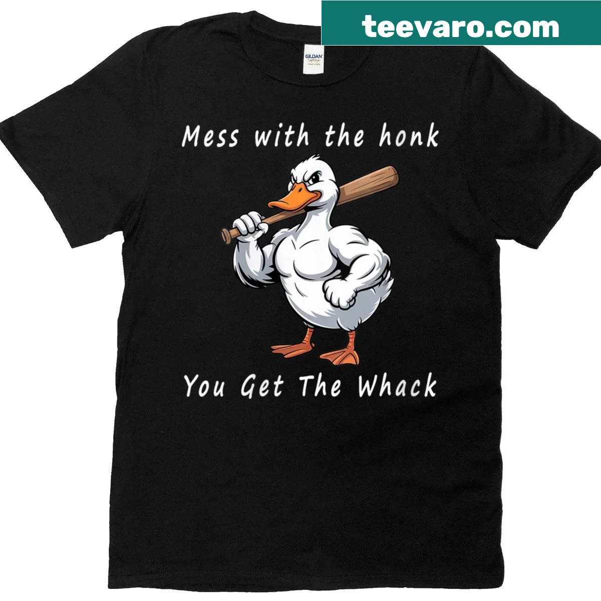 Humorous duck t-shirt with the phrase 'Mess With The Quack You Get The Whack' — on a men's t-shirt