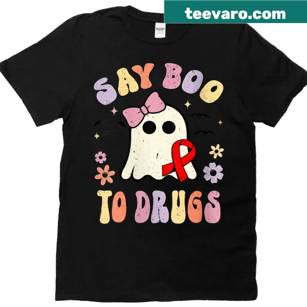 Funny Halloween T-shirt with 'Say Boo To Drugs' text