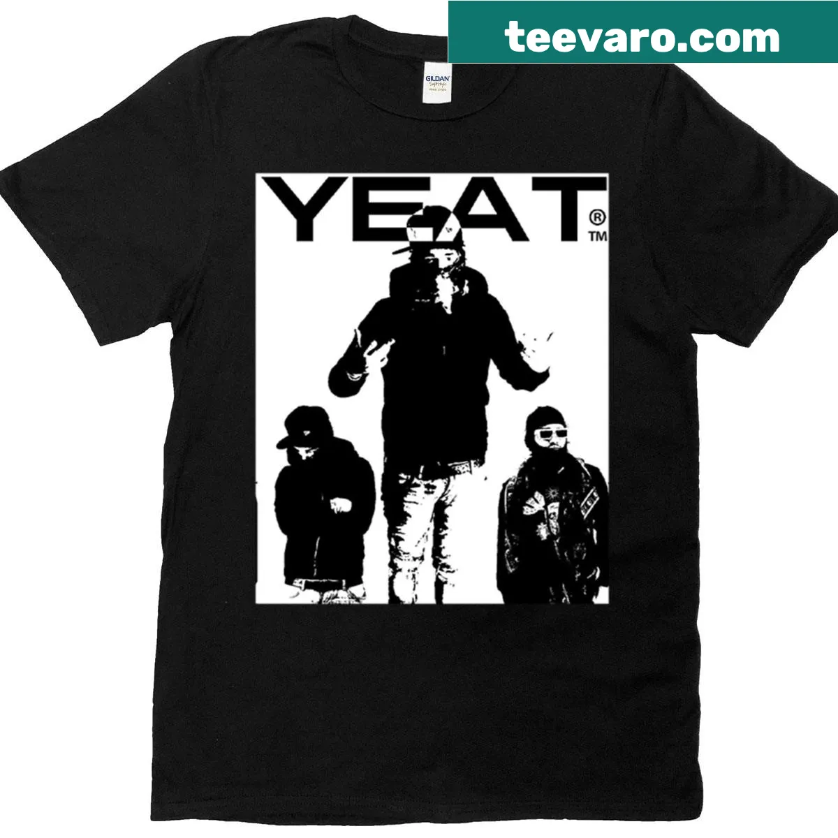 Edgy t-shirt featuring a Yeat-inspired collage art design. — on a men's t-shirt