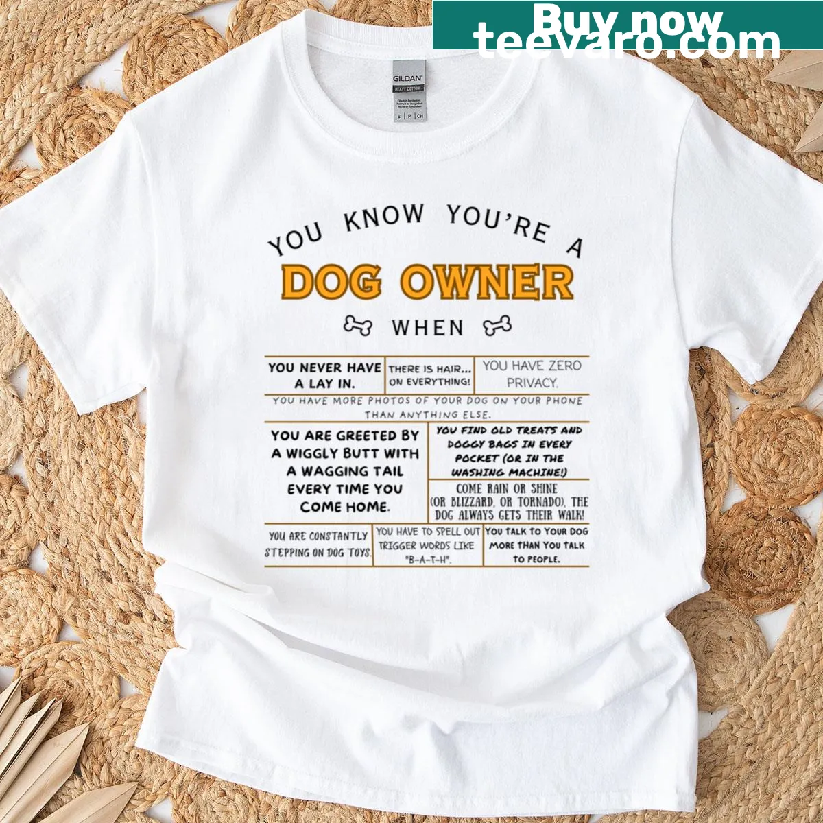 Humorous t-shirt for dog owners with the phrase 'You Know You're A Dog Owner When.' — on a men's t-shirt