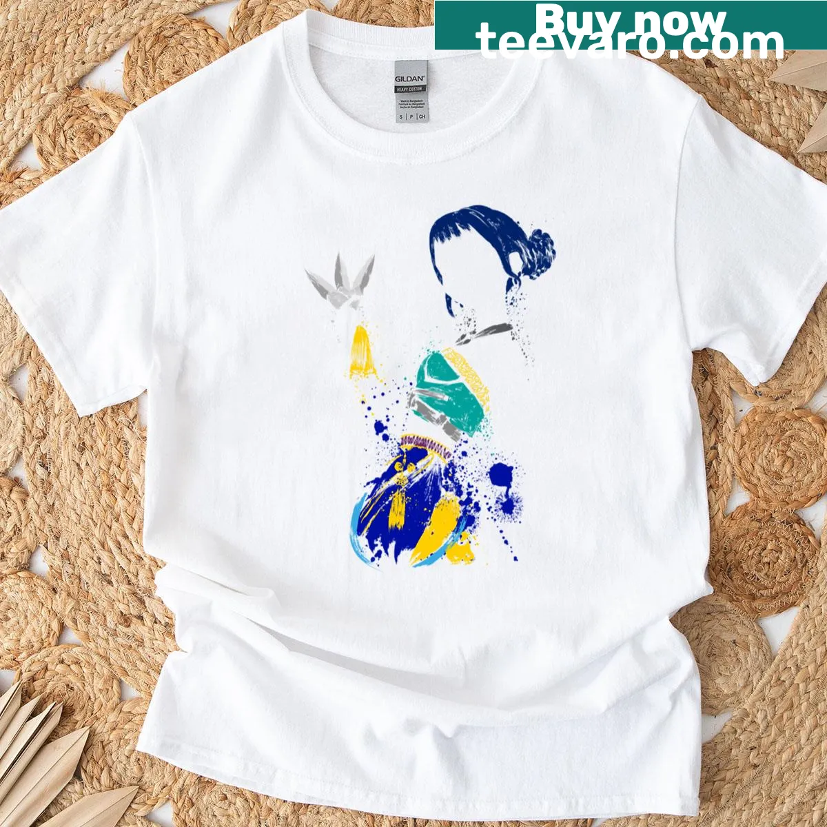 Silhouette of a character named Zoey in shadows on a t-shirt — on a men's t-shirt