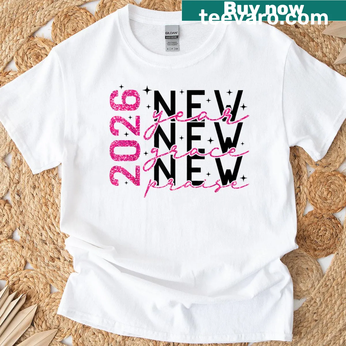 Inspirational New Year's T-shirt with uplifting message — on a men's t-shirt