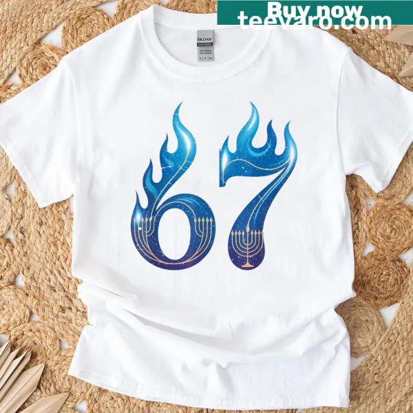 Bold typography T-shirt with the phrase '67 Six Seven'