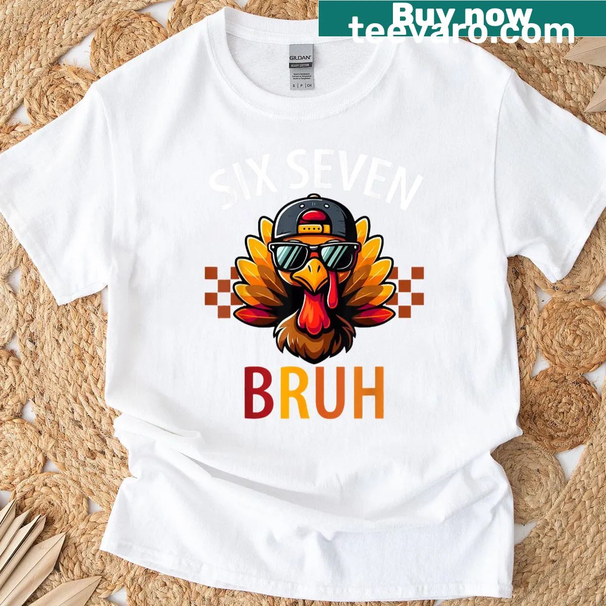 Funny Thanksgiving t-shirt for kids with a turkey design — on a men's t-shirt