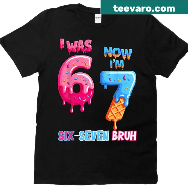 Birthday T-shirt with ice cream drip design celebrating turning 7