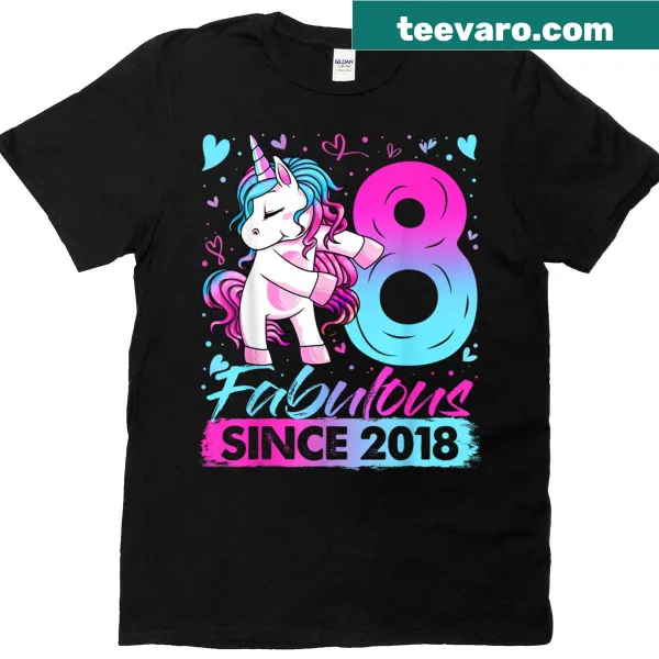 Cute unicorn illustration t-shirt for an 8 year old's birthday