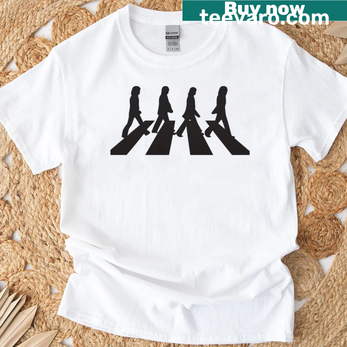 Minimalist silhouette Abbey Road design on a t-shirt — on a men's t-shirt