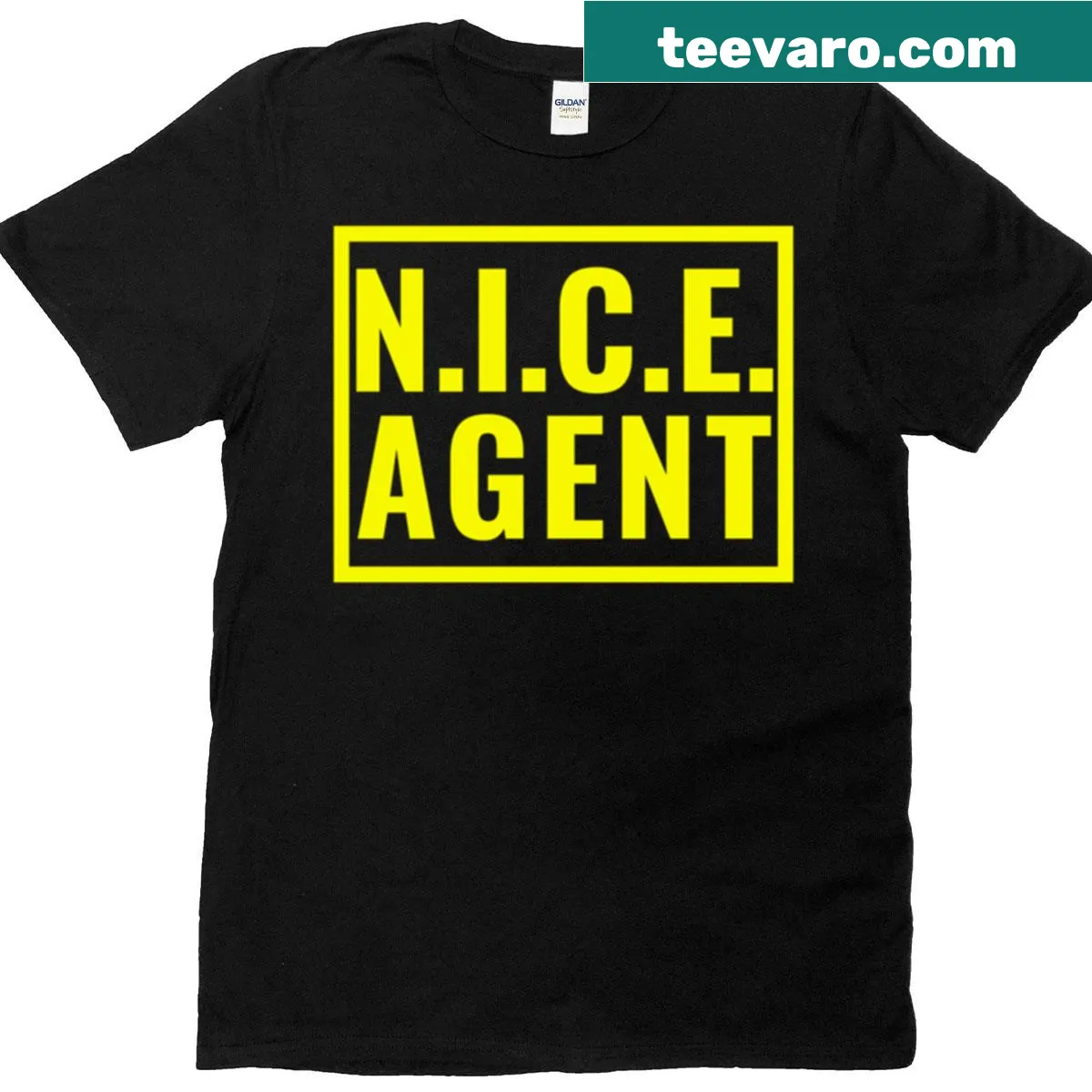 Humorous activism-themed T-shirt with 'Nice Agent' phrase — on a men's t-shirt
