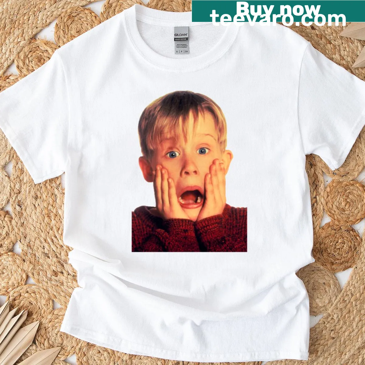 Funny t-shirt about aftershave with humorous reference to Kevin. — on a men's t-shirt