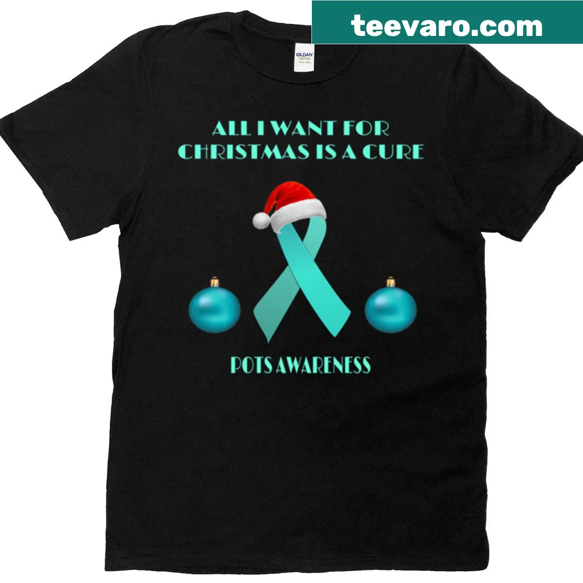 T-shirt with the message 'All I Want For Christmas Is A Cure' — on a men's t-shirt