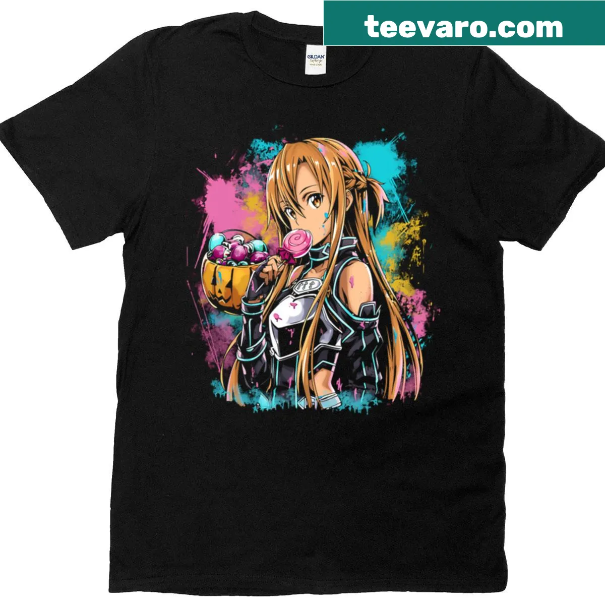 T-shirt featuring Asuna Yuuki from anime as Lightning Flash — on a men's t-shirt
