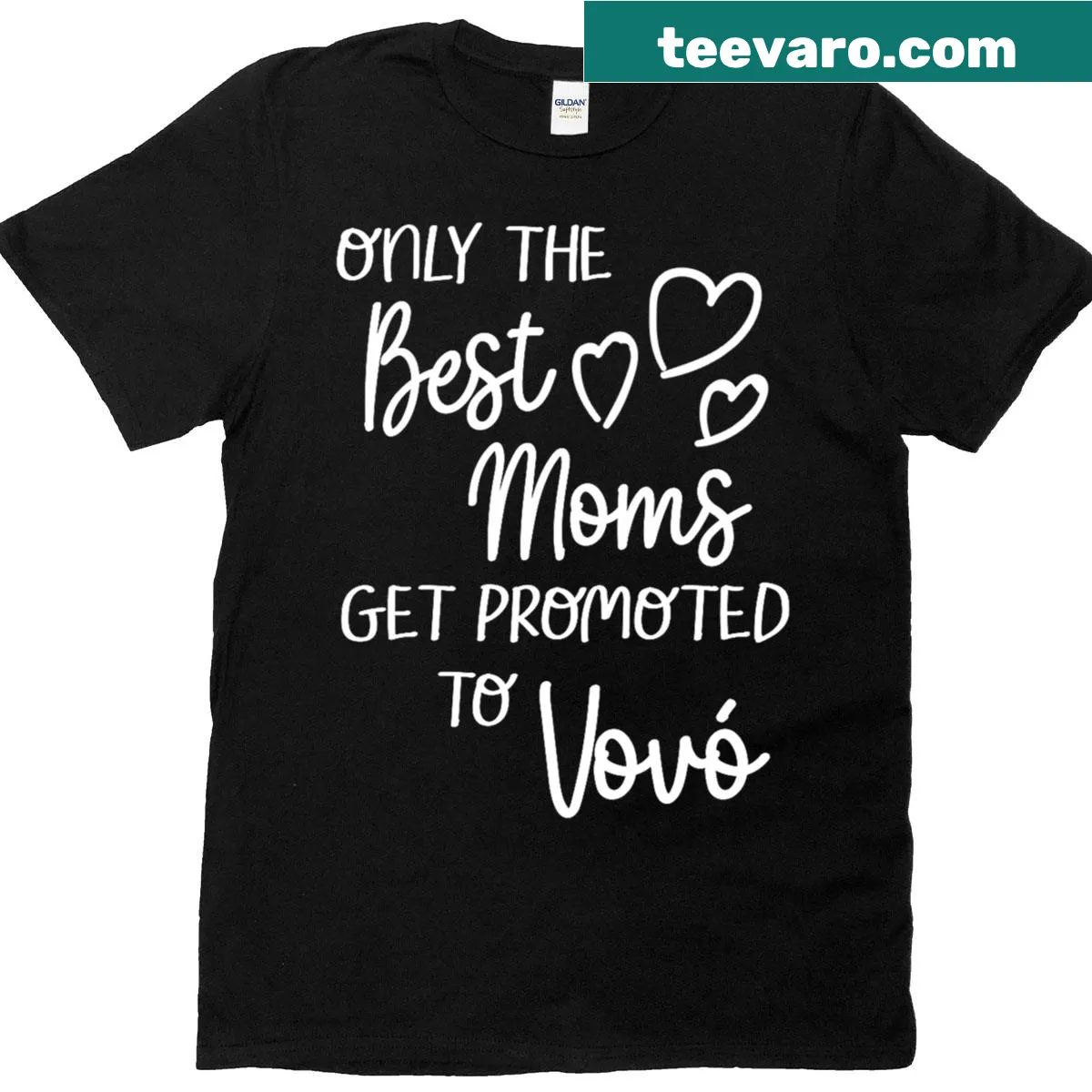 T-shirt celebrating grandmothers with 'Best Mothers Are Promoted To Vov' text — on a men's t-shirt