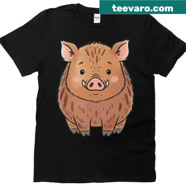 T-shirt featuring a playful illustration of a boar and forest animals