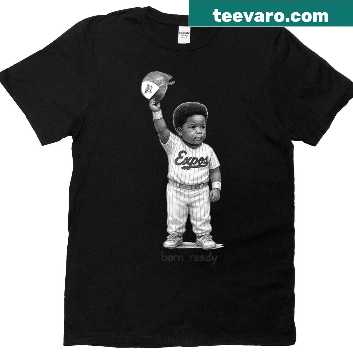 Humorous 'Born Ready' T-shirt for babies featuring Baby Vladdy — on a men's t-shirt
