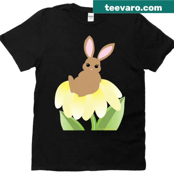 Cute bunny among flowers graphic T-shirt