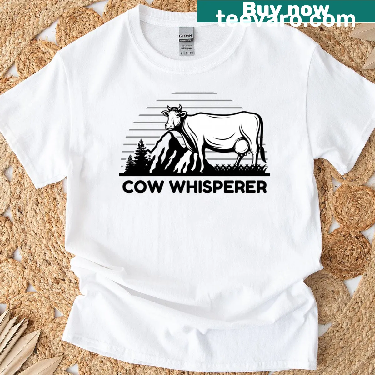 Cattle Farmer T-shirt with 'Cow Whisperer' graphic — on a men's t-shirt
