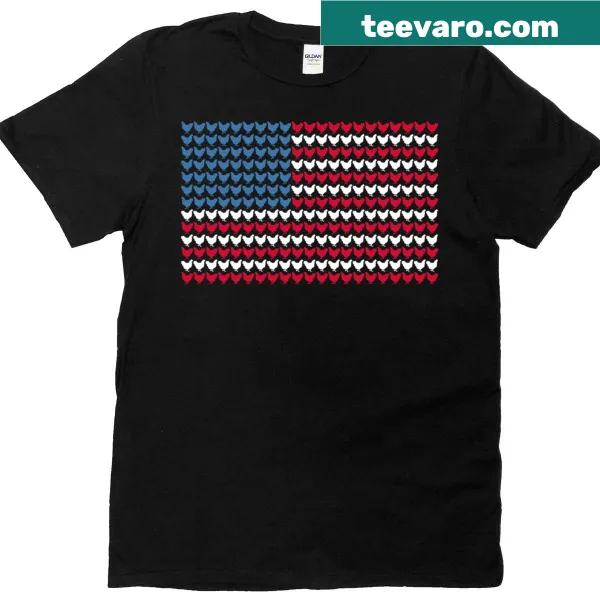 Patriotic chicken design with American flag on a farmer's t-shirt