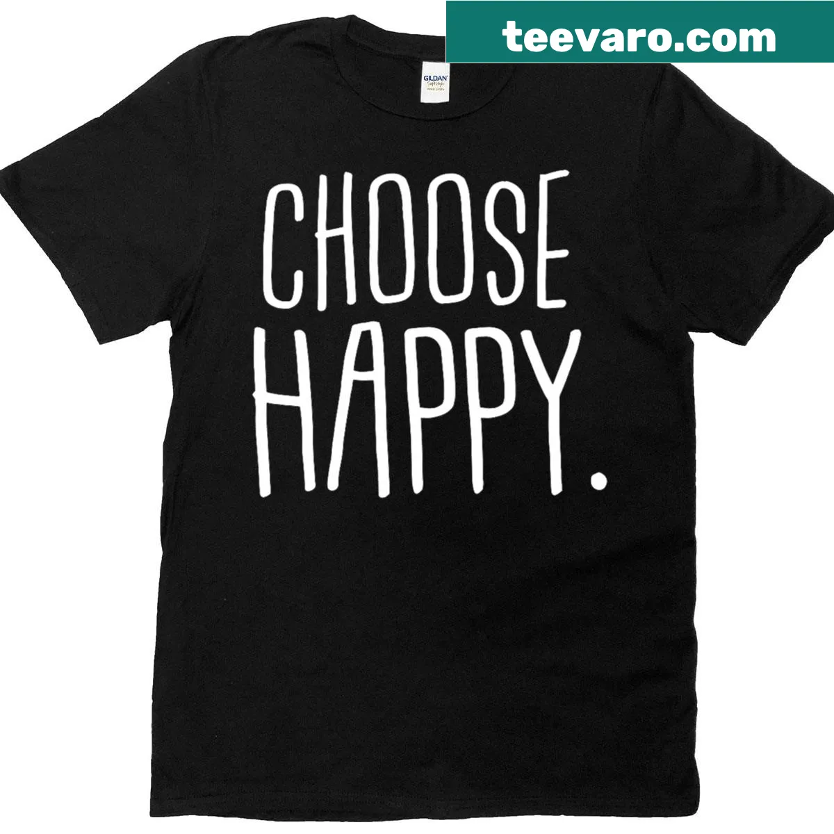 Inspirational 'Choose Happy' t-shirt with uplifting message — on a men's t-shirt