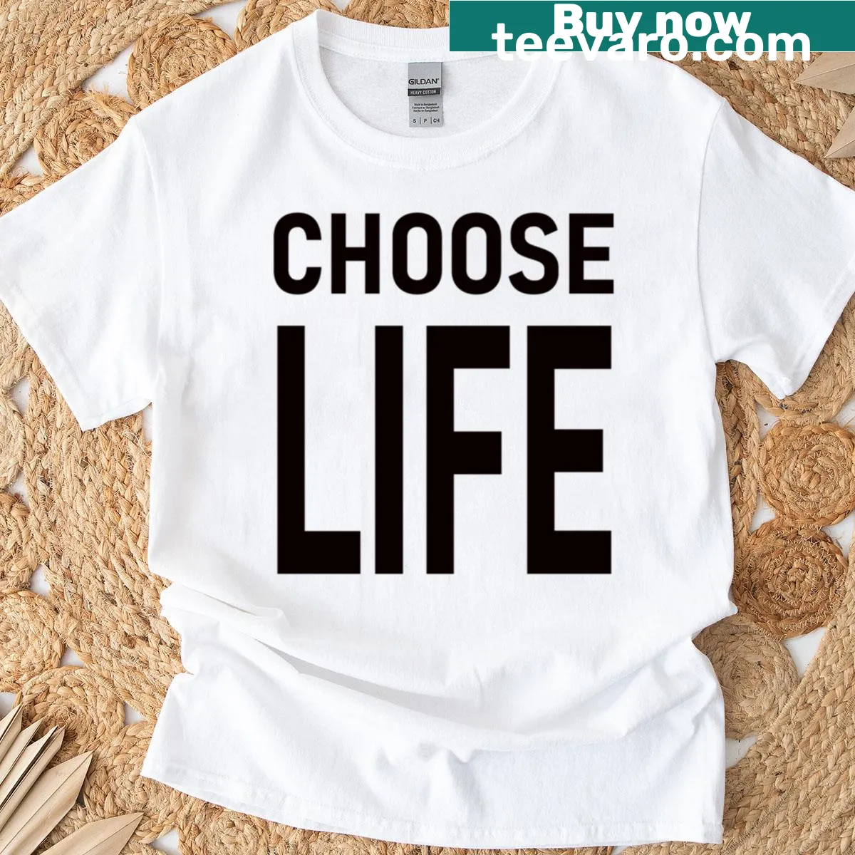 Tribute T-shirt with 'Choose Life' text honoring Wham! — on a men's t-shirt