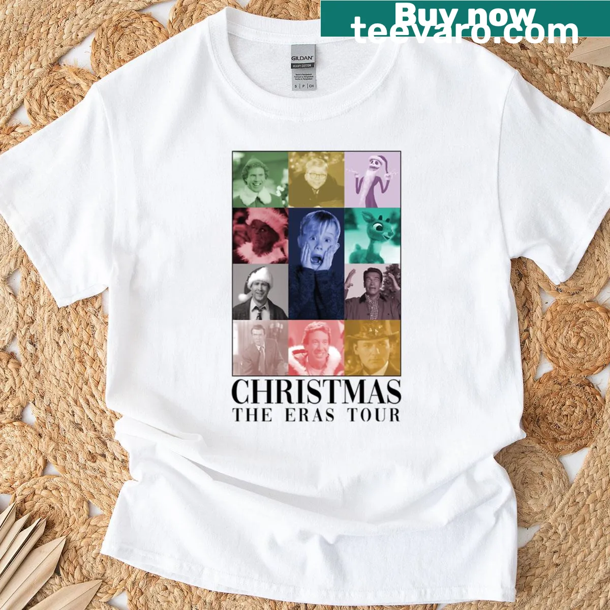 Vintage-style T-shirt celebrating Christmas eras and trends. — on a men's t-shirt