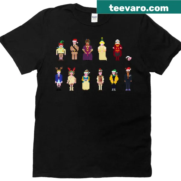 Pixel art style Christmas ghosts graphic t-shirt