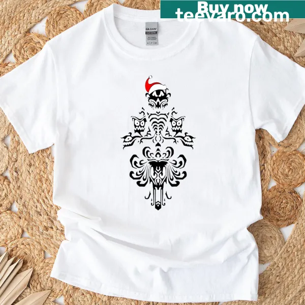 Haunted mansion illustration design on a Christmas T-shirt