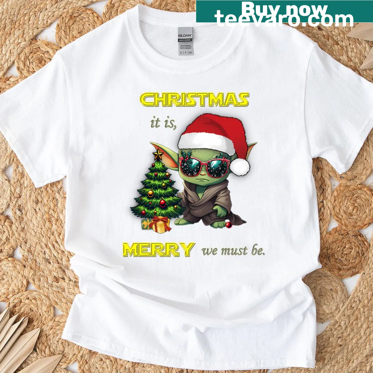 T-shirt with the quote It Is Merry We Must Be — on a men's t-shirt