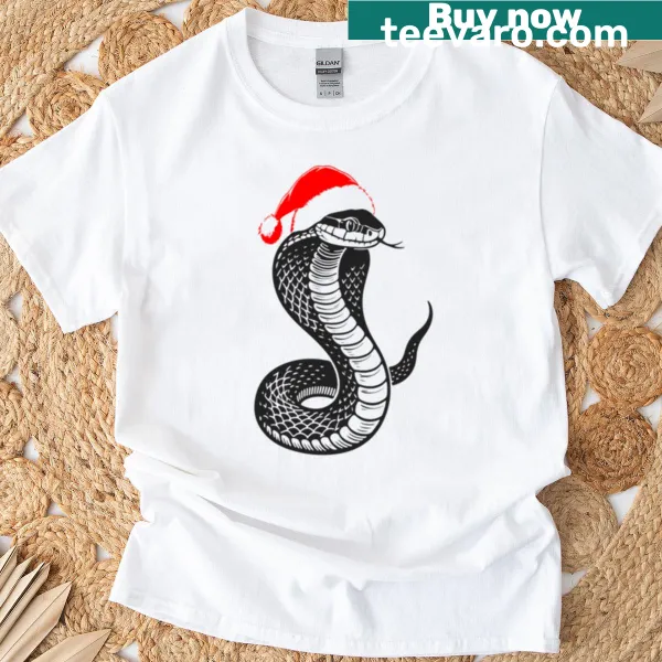 Christmas-themed King Cobra graphic on a playful T-shirt
