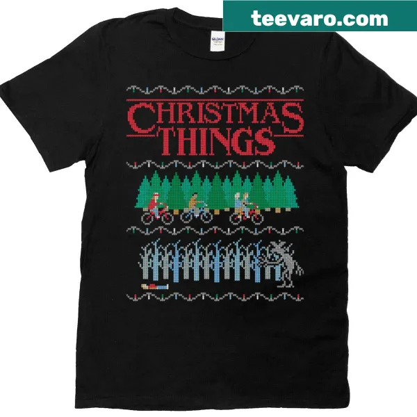 Whimsical Christmas designs on festive t-shirt