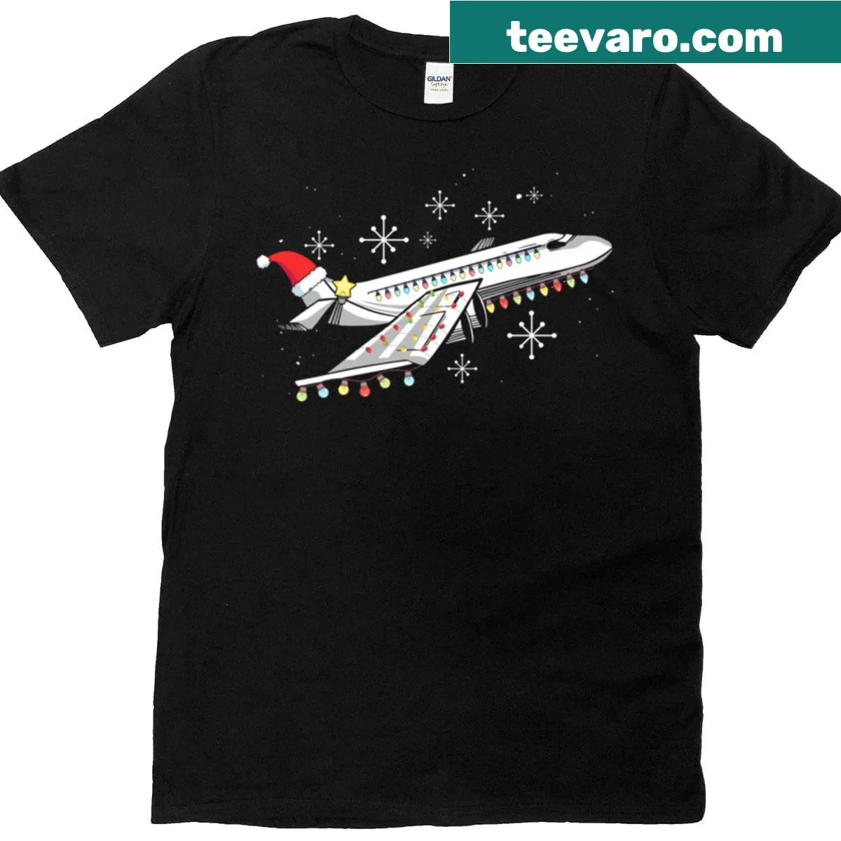Christmas tree lights and airplane design for pilots — on a men's t-shirt