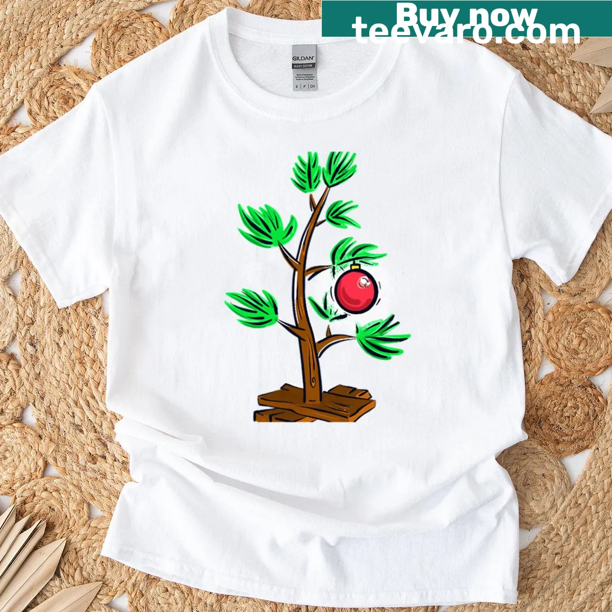 T-shirt featuring a beautifully styled Christmas tree design — on a men's t-shirt