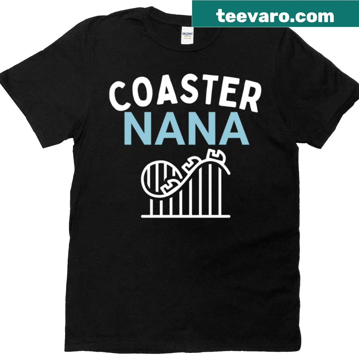 T-shirt featuring 'Coaster Nana' text in bold typography for grandmas. — on a men's t-shirt