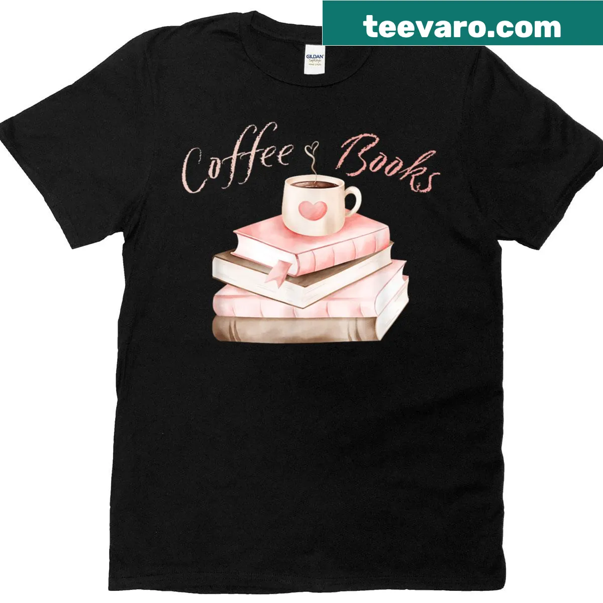 Coffee and books design on a cozy reading t-shirt — on a men's t-shirt