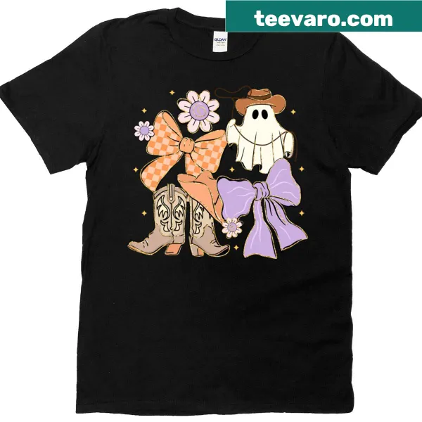 Cute ghost cowboy design T-shirt for Halloween