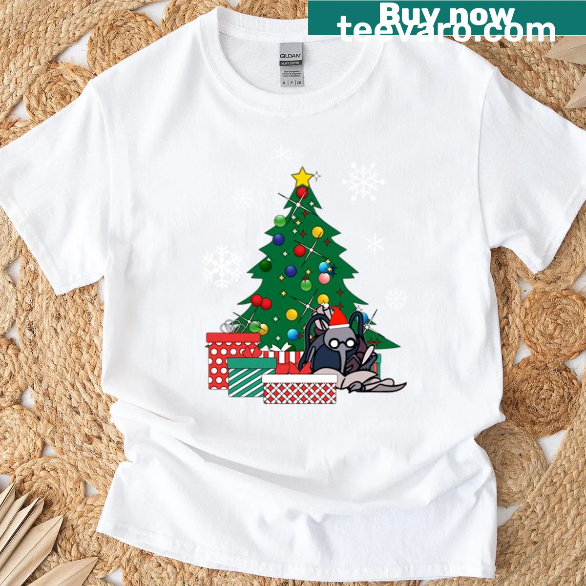 Hollow Knight Cornifer Christmas T-shirt featuring festive elements — on a men's t-shirt