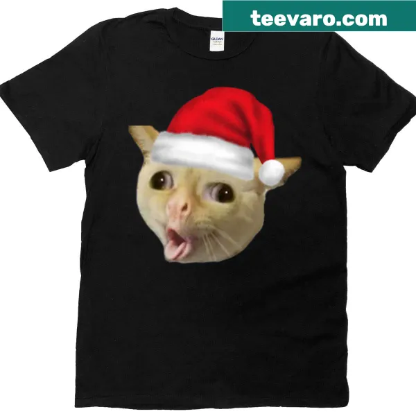 Coughing cat Christmas meme t-shirt with festive design