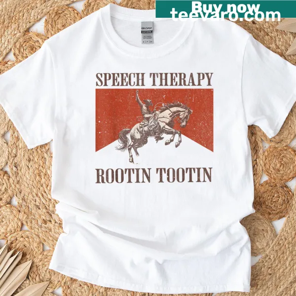 Funny speech therapy shirt with Rootin Tootin phrase and western theme