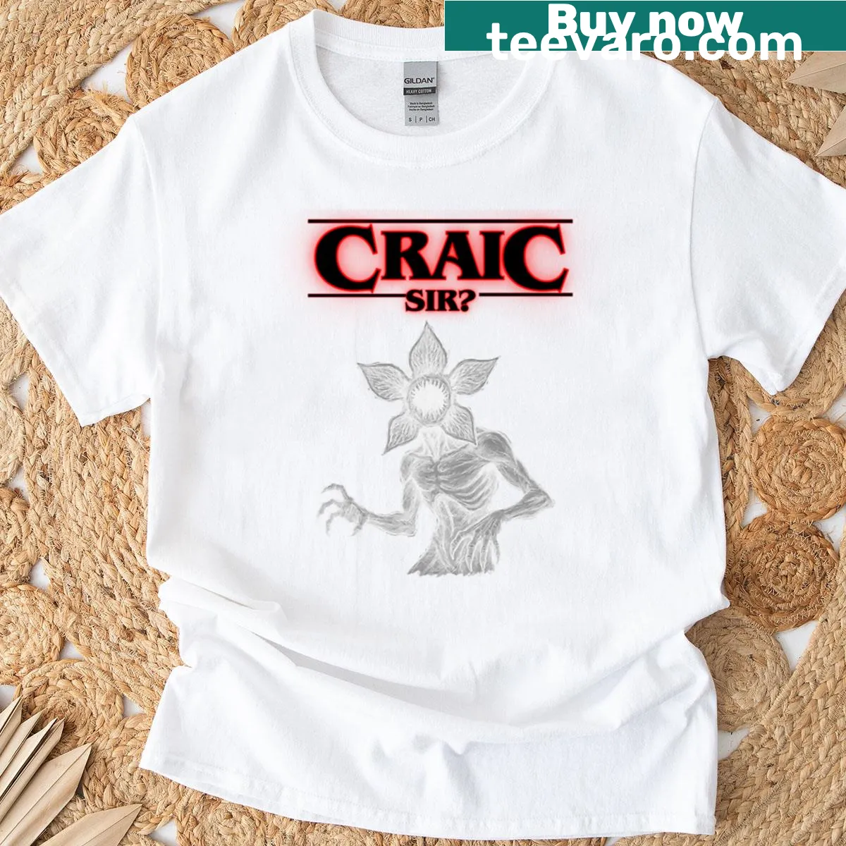 Typographic Craic Sir t-shirt inspired by Stranger Things — on a men's t-shirt