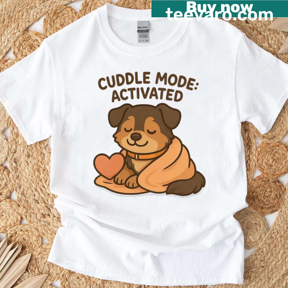 Cute Cuddle Mode Activated T-shirt with playful text design — on a men's t-shirt