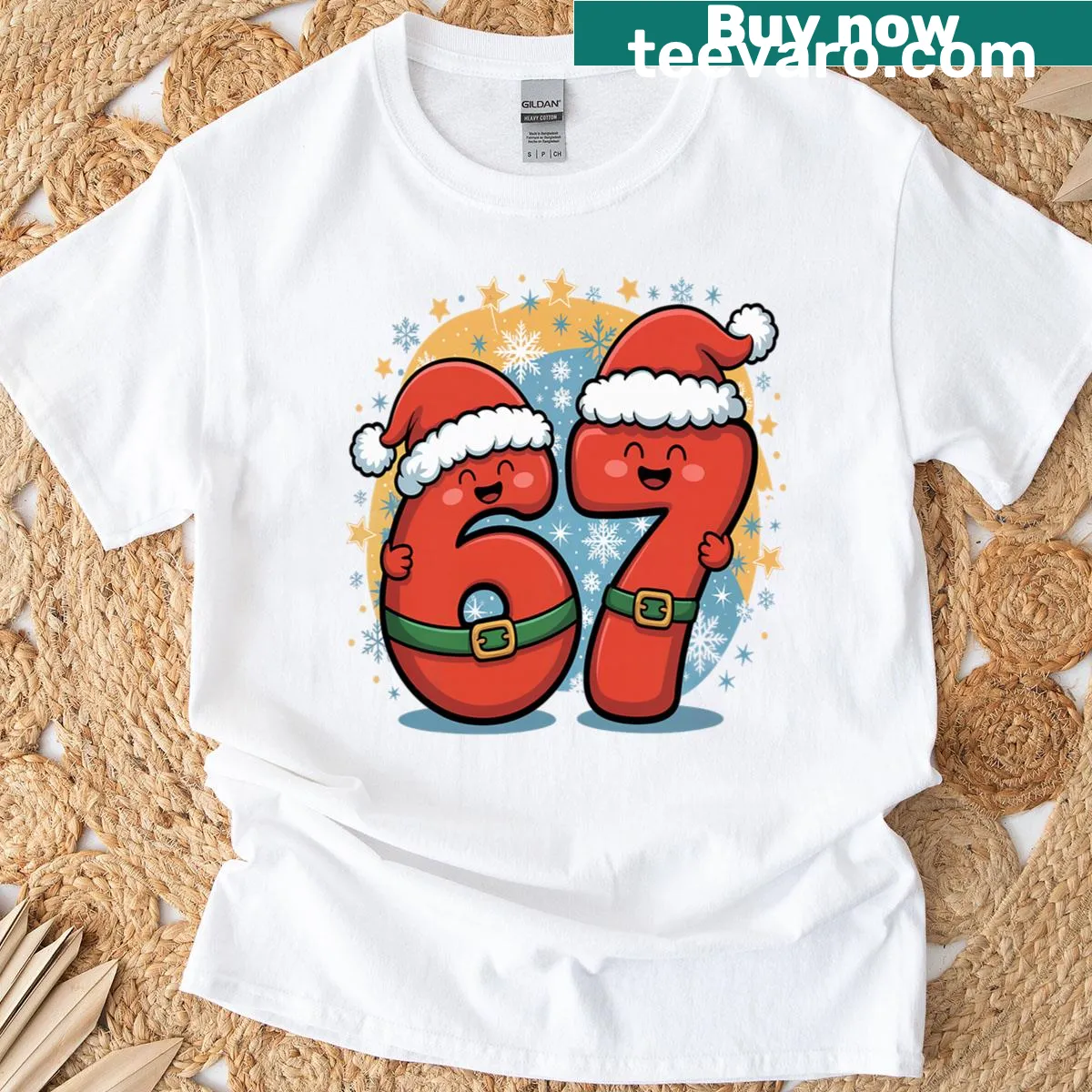 Cute Christmas-themed numbers 6 and 7 for kids — on a men's t-shirt